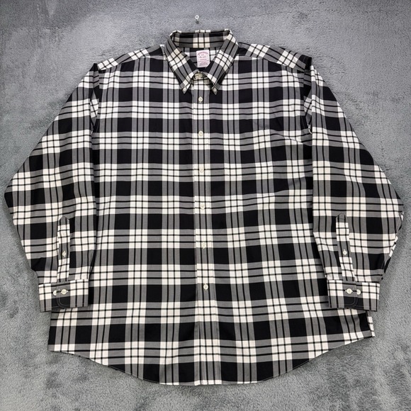 Brooks Brothers Other - Brooks‎ Brothers Madison Shirt 2XL Black Gingham Plaid Button Down Pocket L/S